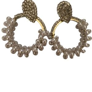 Round crystal pearl earrings